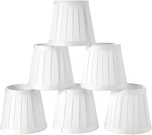 Fuloon Clip on Chandelier Lamp Shades, 3.3x4.3x4.7 in, Small Sconce Shades for Candelabra Bulbs, European/French Country/Modern Style(6 Pack, White Pleats) - color: White Pleats, size: 6 Pack