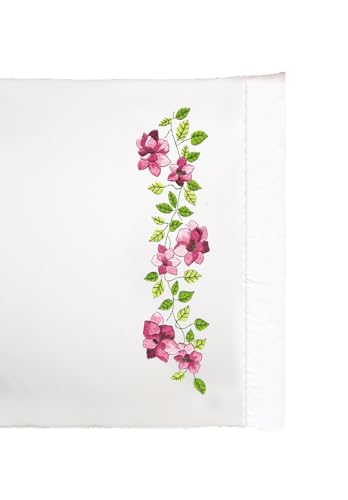 Design Works Crafts Pink Roses Stamped for Embroidery Pillowcases, Standard