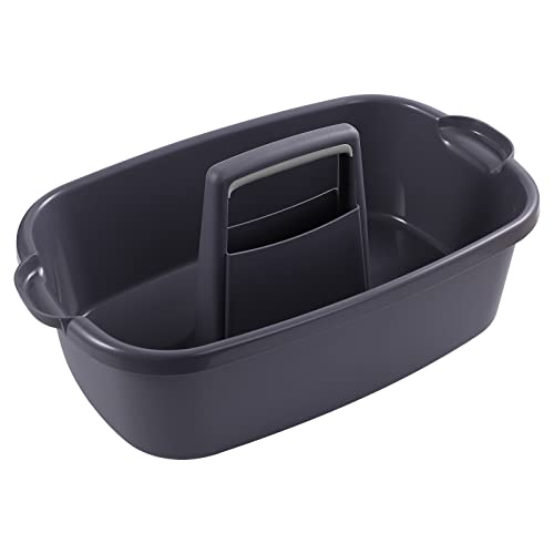 2-Pack Large Gray Cleaning Caddy for Cleaning Supplies with Handle - Portable Plastic Tote Organizer for Shower, Bathroom, Kitchen, Under Sink Storage