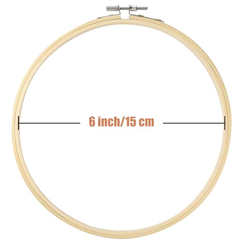 Yorwex 12 Pieces 6 Inch Embroidery Hoops Adjustable Wooden Circle Cross Stitch Hoop for Embroidery, Art Craft Handy Sewing - style: 6 inch