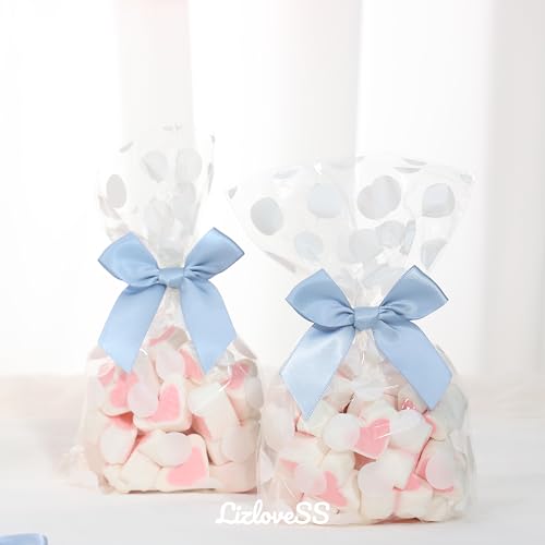Self Adhesive Dusty Blue Satin Ribbon Bows for Crafts 3", 50 Pack - color: Dusty Blue