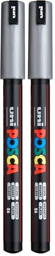 Posca Silver Paint Marker 1MR for Art, School, Rock, Fabric - Pen Supplies (Pack of 2) - size: 1 Count (Pack of 2)