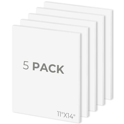 Mat Board Center 11x14 White Foam Boards Pack of 5, 1/8" Thick - size: 11x14