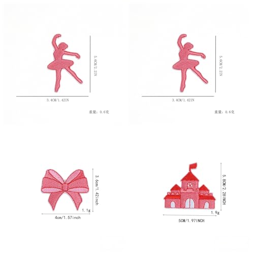16 Pcs Pink Aesthetic Embroidery Patches with Self-Adhesive Backing, No-Sew Iron On Fabric Patches for Women's Clothing, Denim Jacket, Bag, Jeans Repair and Decoration