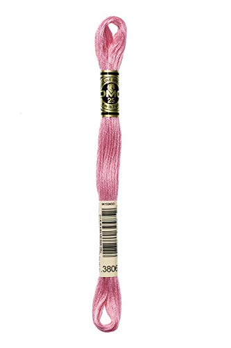 DMC 117-3806 Mouline Stranded Cotton Six Strand Embroidery Floss Thread, Light Cyclamen Pink, 8.7-Yard