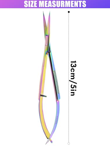 Cross Edge Spring Scissors 5 Inch straight Stainless Steel Precision Eyebrow & Eyelash Shaping & Trimming Scissor, Snips Squeeze, Embroidery, Knitting Micro Tip Craft Scissors (Rainbow) - color: Cec-ss-01