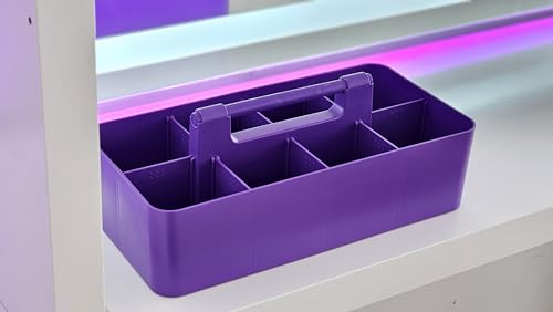 2 PACK Portable DIY 8 Dividers Durable Plastic Tote Tool & Supply Cleaning Caddy with Handle Made In USA (Royal Purple) - color: Royal Purple