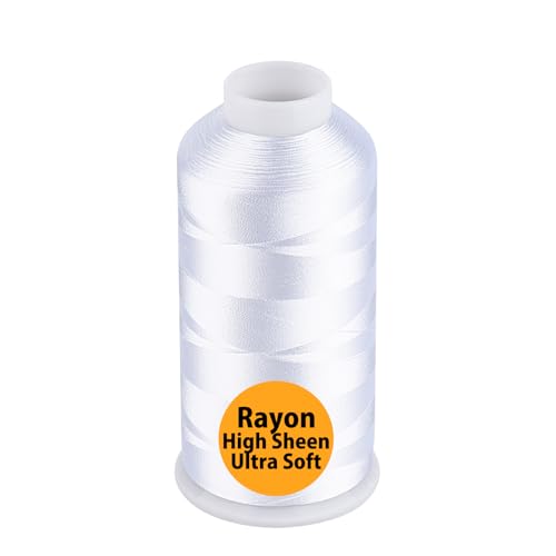 Simthread Rayon Embroidery Thread 5500 Yards Huge Spool, 40wt 100% Rayon Viscose for Commercial and Domestic Machines - Super White 1001 - color: SuperWhite1001