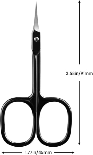 Professional Cuticle Scissors Extra Fine for Women and Men, Upgraded Curved Precise Pointed Tip Grooming Scissors for Trimming Eyebrow, Eyelash, Trim Nail and Dry Skin (Black)