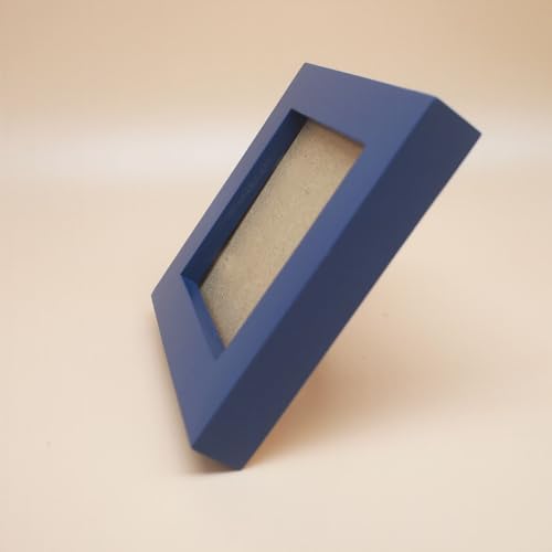 3x3 Picture Frame Solid Wood,Blue. Table Top or Wall Mount Photo Frames with Plastic Glass for 3x3 Inches Pictures, Modern Home Office Decor - color: Blue, size: 3x3