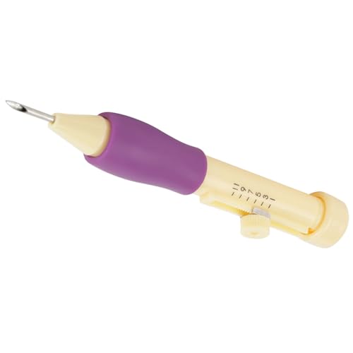 Embroidery Punch, Adjustable Needle Length Embroidery Needle Punch with 3 Sizes Needle Pen Kit Tool for DIY Craft(Yellow + ) - size: yellow + purple