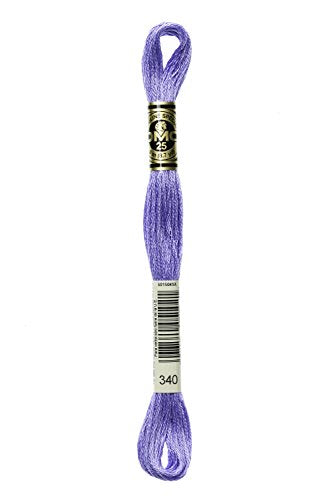 DMC 117-340 Mouline Stranded Cotton Six Strand Embroidery Floss Thread, Medium Blue Violet, 8.7-Yard