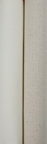 KCS 2 pc of 15" x 18"(38cmx45cm) Counted Cross Stitch Cotton Aida Cloth Needlework Fabric Box (Antique White+Oatmeal, 14CT) - color: Antique White+oatmeal, size: 14CT