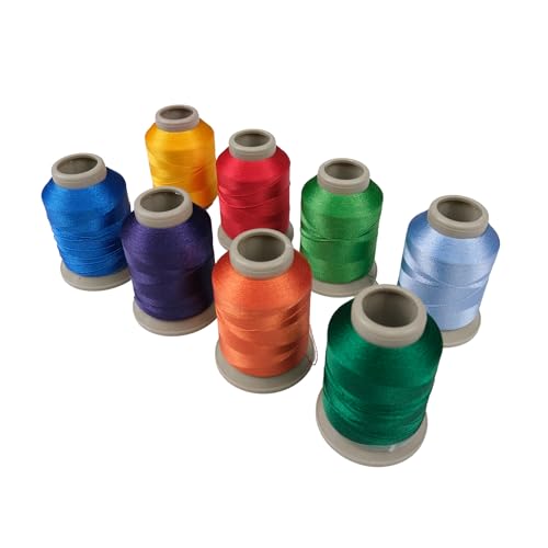 Mixed Color Embroidery Thread Set of 8 | 3001 | 9831 | 9449 | 9473 | 93015 | 9763 | 86035 | 9768 | 15 Gr Polyester Embroidery Machine Thread - color: Bright colors