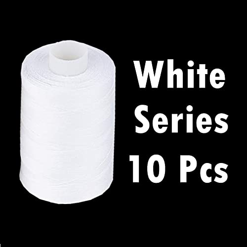 Simthread All Purpose Sewing Thread, 10 Spool White Series 1000 Yards Each Bobbin Polyester Thread for Sewing, Handy Polyester Sewing Threads for Sewing Machine - (White Series) - color: white series