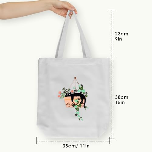 ERKOON Embroidery Canvas Tote Bag for Beginners, Needlepoint Arts Crafts Cross Stitch Kits for Adults Including Stamped Embroidery Bag with Hoops, Needle, Instruction and Color Threads (Cat) - color: Cat