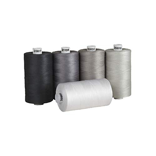 Connecting Threads 100% Cotton Thread Sets - 1200 Yard Spools (Set of 5 - Salt & Pepper) - color: Salt & Pepper