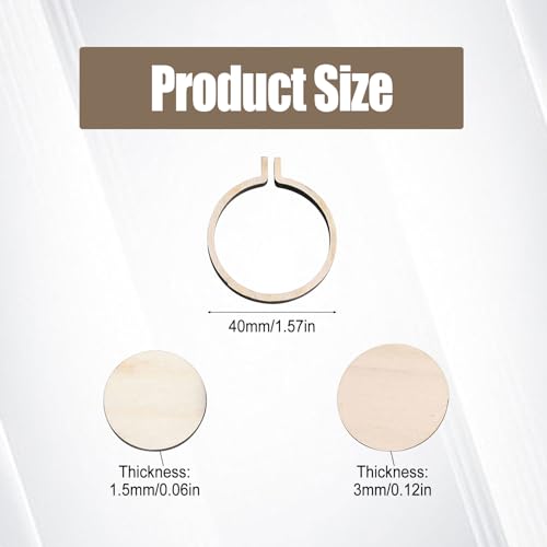Wood Mini Embroidery Hoop Frame Sewing Ornament Frame Tiny Crossing Stitch Hoop Ring for DIY Embroidery Necklace Pendant Keychain (25Pcs Round 1.57 Inch) - size: 25Pcs Round 1.57 inch
