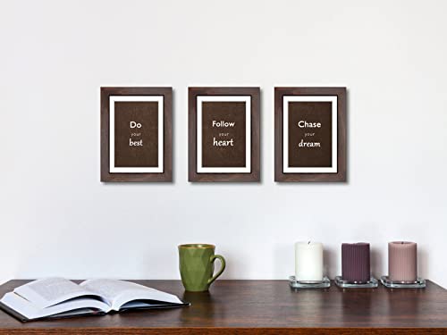 5x7 Walnut Picture Frame Set of 3 with Real Glass for Pictures 4x6 with Mat or 5x7 Without Mat, Wall or Tabletop Gallery Photo Frames - color: Walnut, size: 5x7(set of 3)