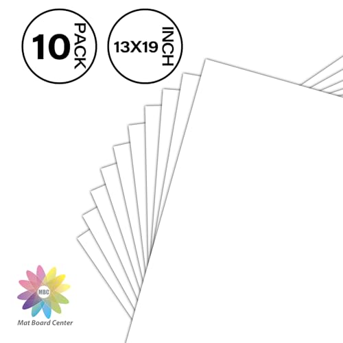 Mat Board Center 13x19 Backing Boards, 10 Pack White Backboards for Frames - size: 13x19