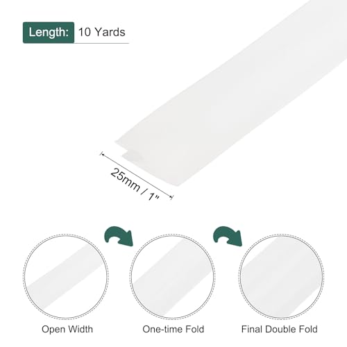 MECCANIXITY 1 Inch Double Fold Bias Tape Polyester Continuous Bulk Bias Tape for Sewing,Seaming Quilting Hemming Binding Crafts (White 10 Yards) - color: White, size: 1 Inch x 10 Yards