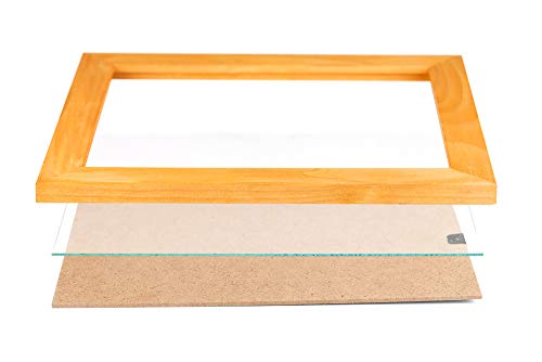 Rustic Wooden Square Picture Frames 8x8 - Set of 2-100% Natural Solid Eco Wood with Real Glass for Wall Mounting and Tabletop Photo Frame - Yellow - color: Yellow