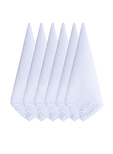 MileyMarla Ladies Embroidery Cotton White Handkerchiefs Lace Wedding Hankies - color: B-6pcs