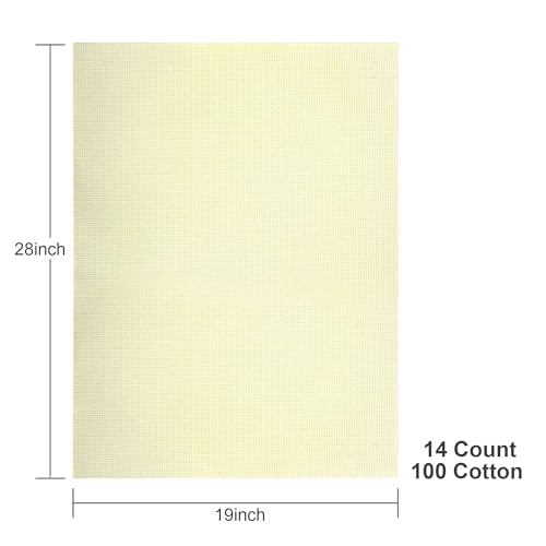 Aida Cloth 14 Count Cross Stitch Fabric,19×28inch (14CT,Cream) - color: Cream, size: 14CT