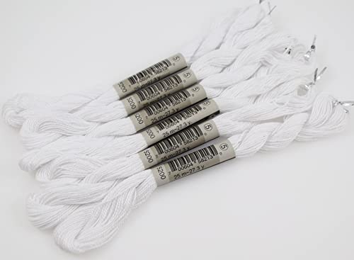 KCS 25 M/Skein Mercerized Pearl Cotton Crochet Needlepoint Thread,Size 5,6 skeins,Snow White - color: Snow White