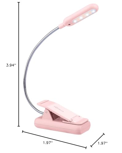 VAVOFO Rechargeable Book Light, Blue Light Blocking, Amber 1600K Clip On Reading Light, Eye Care 7 LEDs Kids Book Light for Reading in Bed with Power Indicator for Bookworms (Pink) - size: 1-Pack Pink