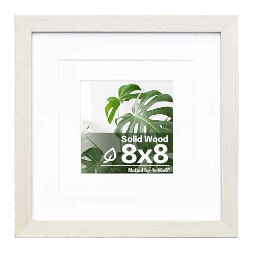 Egofine 8x8 Picture Frame, Made of Solid Wood with Plexiglass, for Tabletop and Wall Hanging Display Picture 4x4/6x6 with Mat or 8x8 Without Mat, Beige - color: Beige, size: 8x8