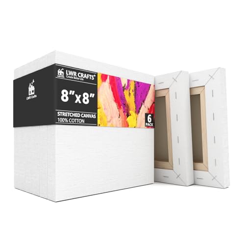 LWR CRAFTS Stretched Canvas 8" X 8" Pack of 6 - size: 8"x8"x6 (standard)