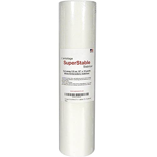 Superpunch Cutaway Embroidery Stabilizer, 2.0 oz, White, 12 in x 10 yd - size: 12" x 10 yards roll
