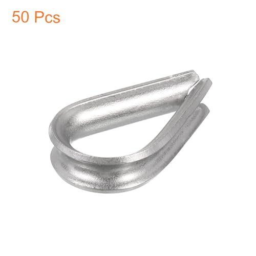 uxcell 50Pcs M2 Stainless Steel Thimble for 5/64" Dia Wire Rope, Wire Rope Cable Thimbles Rigging for Marine, Sunshade Sail, Fence - size: M2
