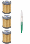 Coats & Clark Sewing Thread Metallic Embroidery Thread 125 Yards (3-Pack) Gold S990-9440-3P with Seam Ripper - color: S990-9440-Gold
