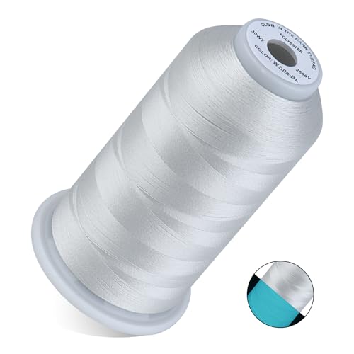 Simthread Glow in Dark Thread 30WT 2500 Yards White - color: 30WT White - Blue