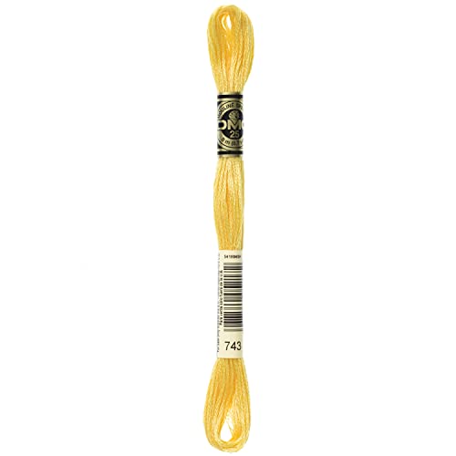 DMC 6-Strand Embroidery Cotton Floss, Medium Yellow - color: Medium Yellow, size: 8.7 yards