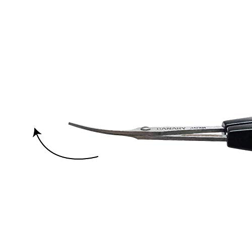 CANARY Japanese Mini Craft Scissors 4" Curved Blade [Extra Non-Stick], Small Detail Scissors for Paper Crafting, Fabric Cutting, Art Crafts, Made in JAPAN - size: Mini (Extra Non-Stick -Curved-)