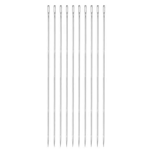 HARFINGTON 10pcs 10 Inch Upholstery Needles Large Eye Stitching Needles Stainless Steel Straight Hand Sewing Needles for Home Hand Sewing Leather Tapestry Embroidery Tufting Webbing Carpet - size: 10 Inch