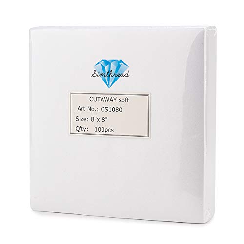 Cut Away Embroidery Stabilizer 8" x 8" 100 Precut Sheets Weight 2.8 OZ - color: White, size: 8"x8" 100pcs
