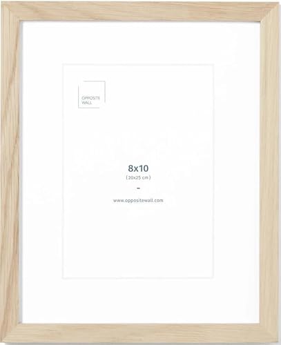 Opposite Wall - 8x10 in - Natural Solid Oak Wood Picture Frames with Mat - Wall Hanging & Tabletop Photo Frame - Pictures Display 5x7 with Mat, 8x10 without - Office, Gallery & Home Decor - color: Natural, size: 8x10 in