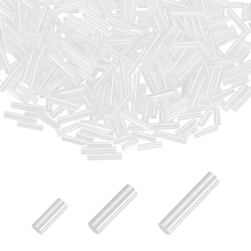 MECCANIXITY 2000pcs Glass Bugle Beads 4/6/9mm Long Tube Cylinder Beads - color: Pearl White