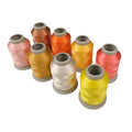 Mixed Color Embroidery Thread Set of 8 | 8057 | 9074 | 9100 | 8021 | 9132 | 8119 | 9108 | 9613 | 15 Gr Polyester Embroidery Machine Thread (8, Orange) - color: Orange