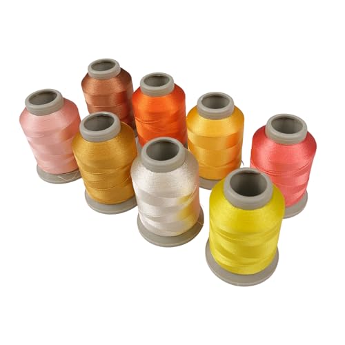 Mixed Color Embroidery Thread Set of 8 | 8057 | 9074 | 9100 | 8021 | 9132 | 8119 | 9108 | 9613 | 15 Gr Polyester Embroidery Machine Thread (8, Orange) - color: Orange
