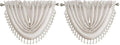 Central Park Linen Waterfall Valance Window Curtain Linen Texture White GEO Embroidery Rod Pocket for Living and Bedroom Semi Sheer Kitchen Curtain, 56"x38", 1 Piece (Pack of 2) - color: Linen (Embroidered), size: 56"W x 38"L (Pack of 2)