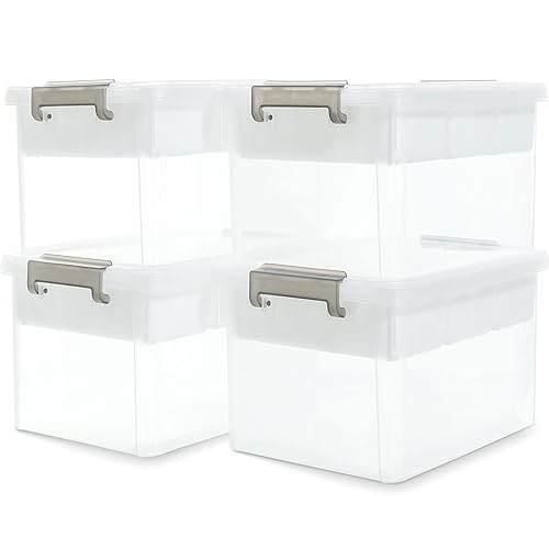 Citylife 17QT 4Packs Clear Craft Organizers and Storage Box with Tray - size: 17 Qt- 4 Pack
