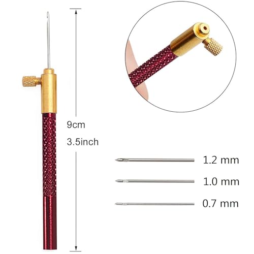 Haomian Tambour Hook with 3 Needles Embroidery Beginner Kit with Needles Scissors, Embroidery Beading Needle Tools Kit Premium DIY Sewing Supplies for Handcraft Enthusiasts Starter Projects