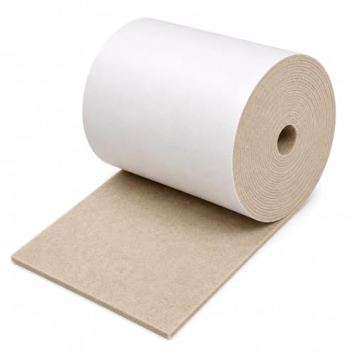 Felt Furniture Pads, Self Adhesive Felt Sheets Roll, Cuttable Felt Pads for Furniture Legs, Heavy Duty Furniture Pads for Hardwood Floors, Chair Wall Protector, Beige, 120 x 5 x 0.12 Inch - color: Beige, size: 5" x 120"