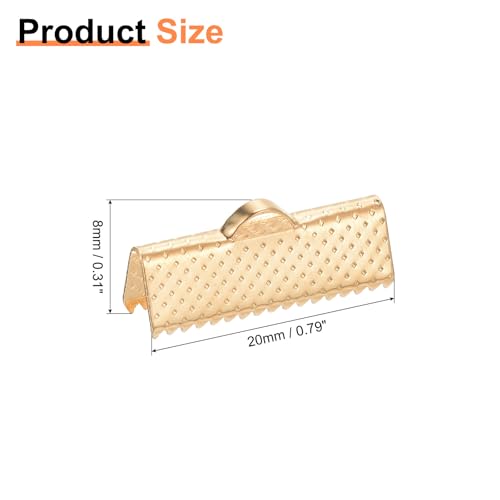 uxcell 280Pcs Ribbon Crimp Clamp Ends, 20mm Bookmark Pinch Crimp Ends, Cord Ends Fasteners Clasp Crimp Ends for DIY Bracelet Necklace Jewelry Making, Light Golden - color: Light Golden, size: 20mm