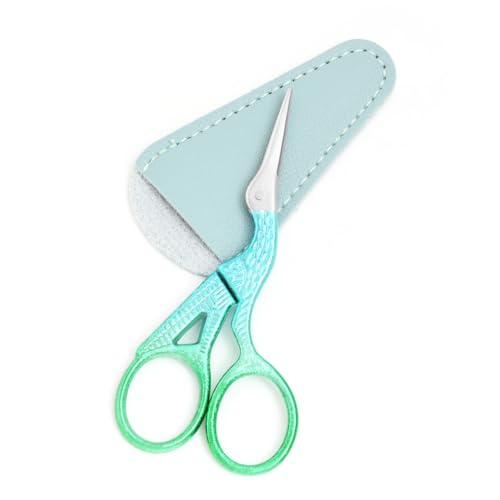 3.6" Sewing Embroidery Scissors with Artificial Leather Cover(Bright Green) - color: Bright Green